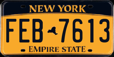 NY license plate FEB7613