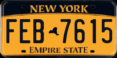 NY license plate FEB7615