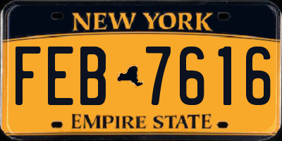 NY license plate FEB7616