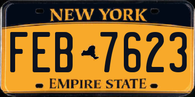NY license plate FEB7623