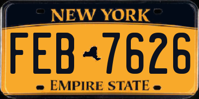 NY license plate FEB7626
