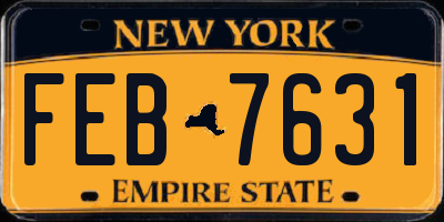 NY license plate FEB7631