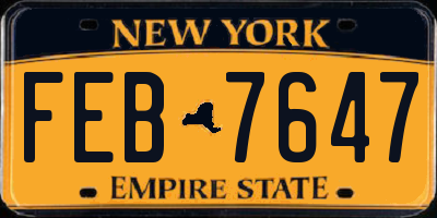 NY license plate FEB7647