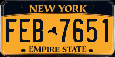 NY license plate FEB7651
