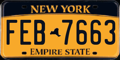 NY license plate FEB7663