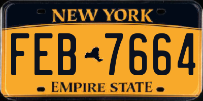 NY license plate FEB7664