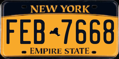NY license plate FEB7668