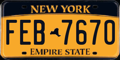 NY license plate FEB7670