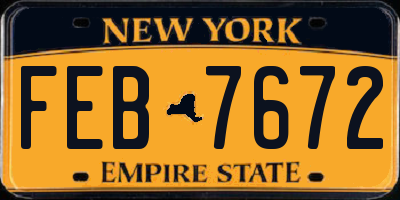 NY license plate FEB7672