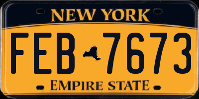 NY license plate FEB7673