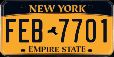 NY license plate FEB7701