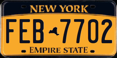 NY license plate FEB7702