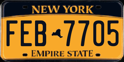 NY license plate FEB7705