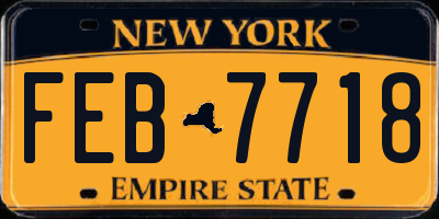 NY license plate FEB7718