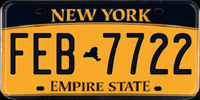 NY license plate FEB7722