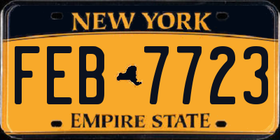 NY license plate FEB7723