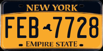 NY license plate FEB7728