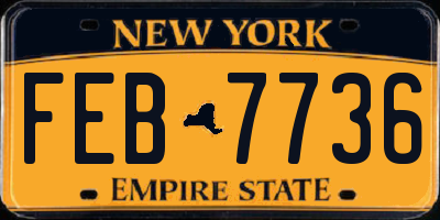 NY license plate FEB7736