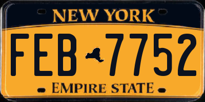 NY license plate FEB7752