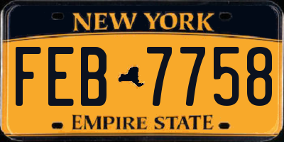 NY license plate FEB7758