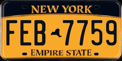 NY license plate FEB7759