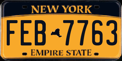 NY license plate FEB7763