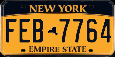 NY license plate FEB7764