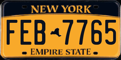 NY license plate FEB7765