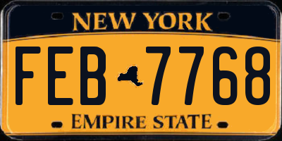 NY license plate FEB7768