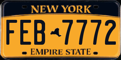 NY license plate FEB7772