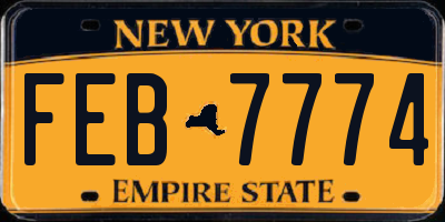 NY license plate FEB7774