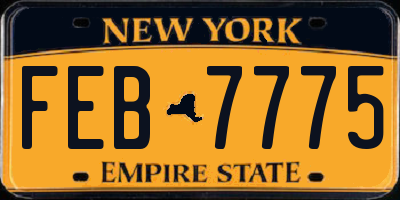 NY license plate FEB7775