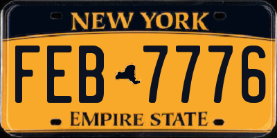 NY license plate FEB7776