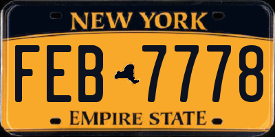NY license plate FEB7778