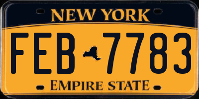 NY license plate FEB7783