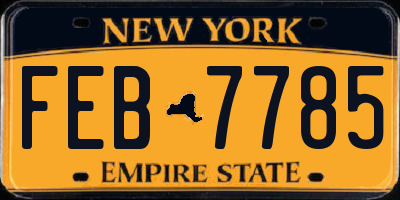NY license plate FEB7785
