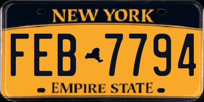 NY license plate FEB7794