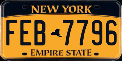 NY license plate FEB7796