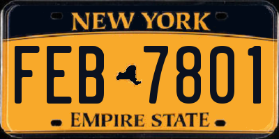 NY license plate FEB7801