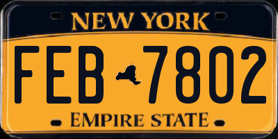 NY license plate FEB7802