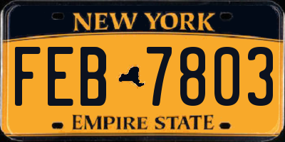 NY license plate FEB7803
