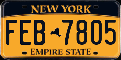 NY license plate FEB7805