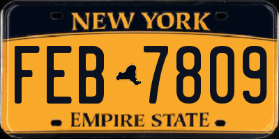 NY license plate FEB7809