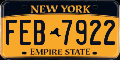 NY license plate FEB7922