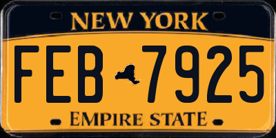 NY license plate FEB7925