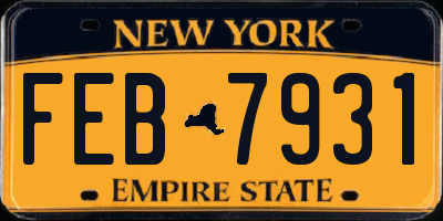 NY license plate FEB7931