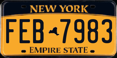 NY license plate FEB7983