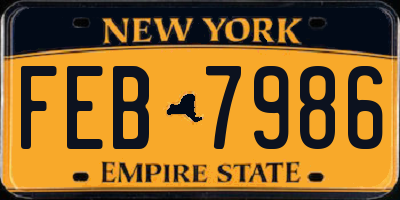 NY license plate FEB7986
