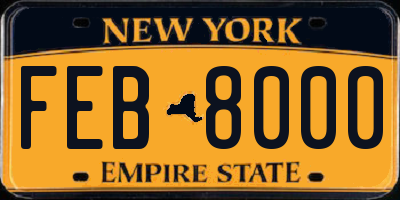 NY license plate FEB8000