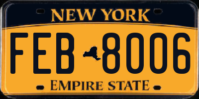 NY license plate FEB8006